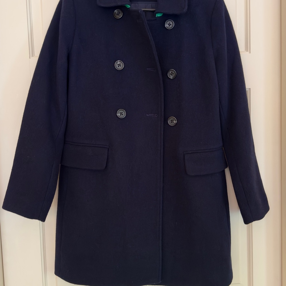 J. Crew Blue Pea Coat Double-Breasted Mid-Length